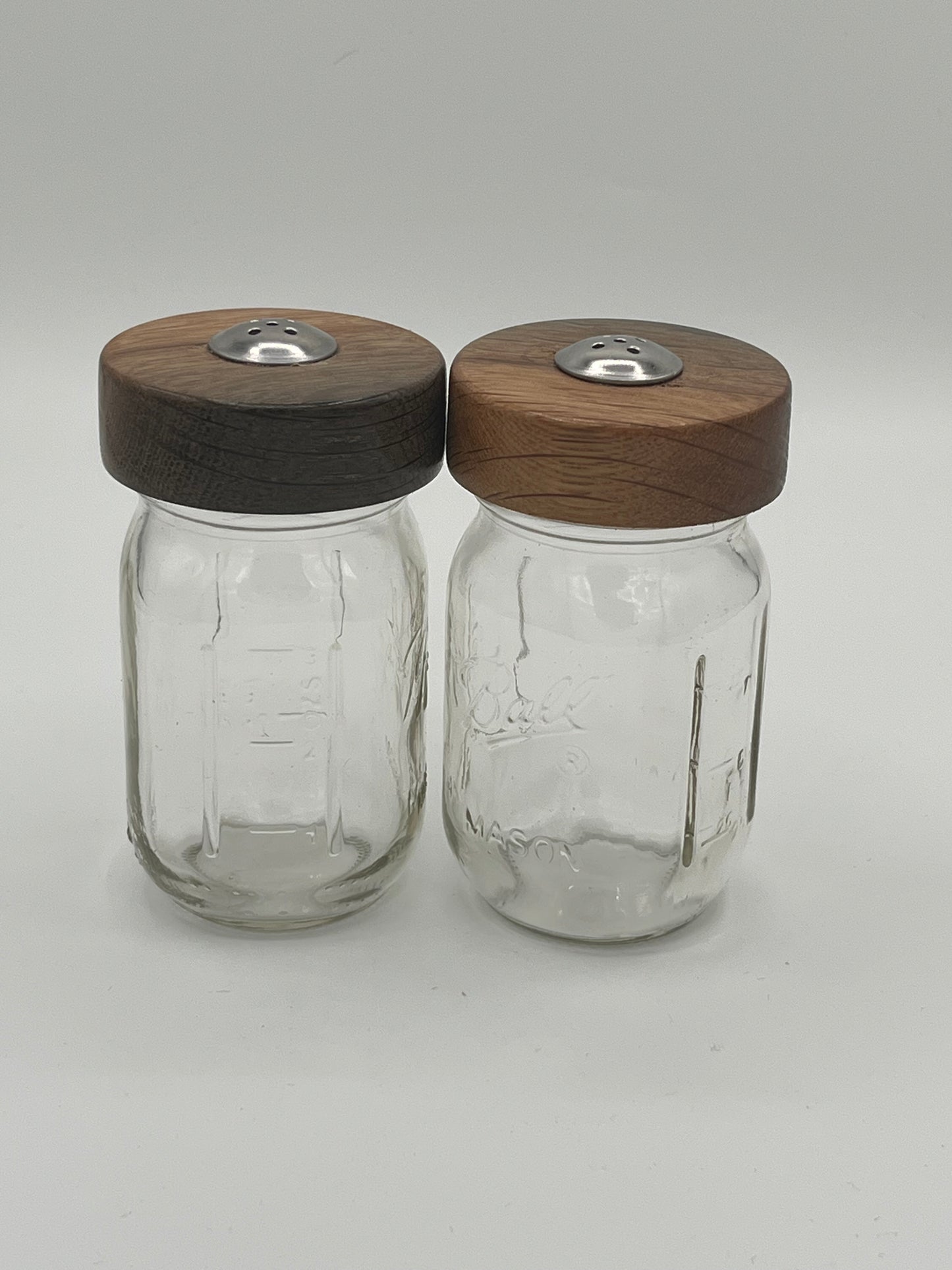 Wood Top Mason Jar Salt and Pepper Shakers