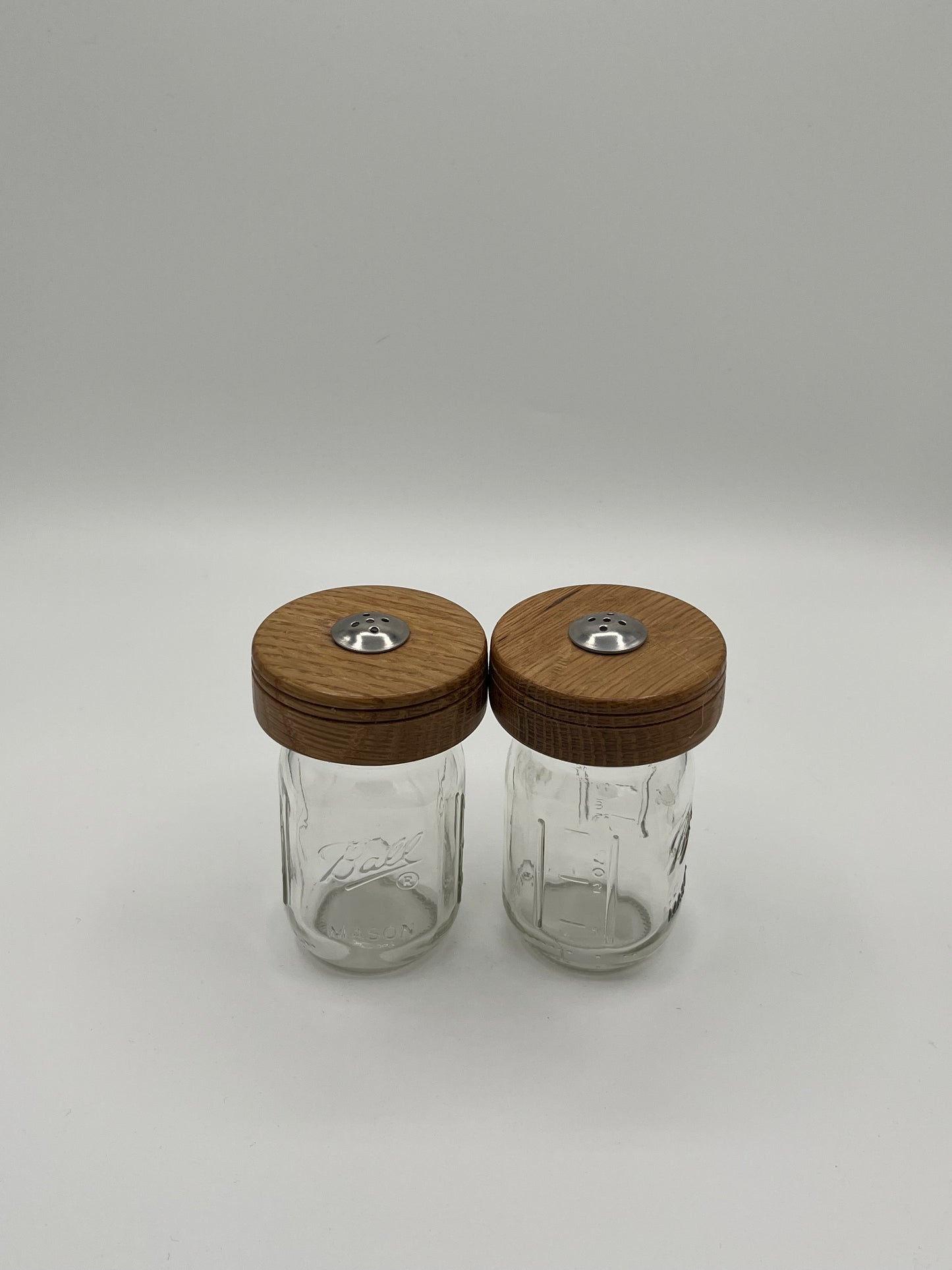 Wooden Top Mason Jar Salt and Pepper Shakers