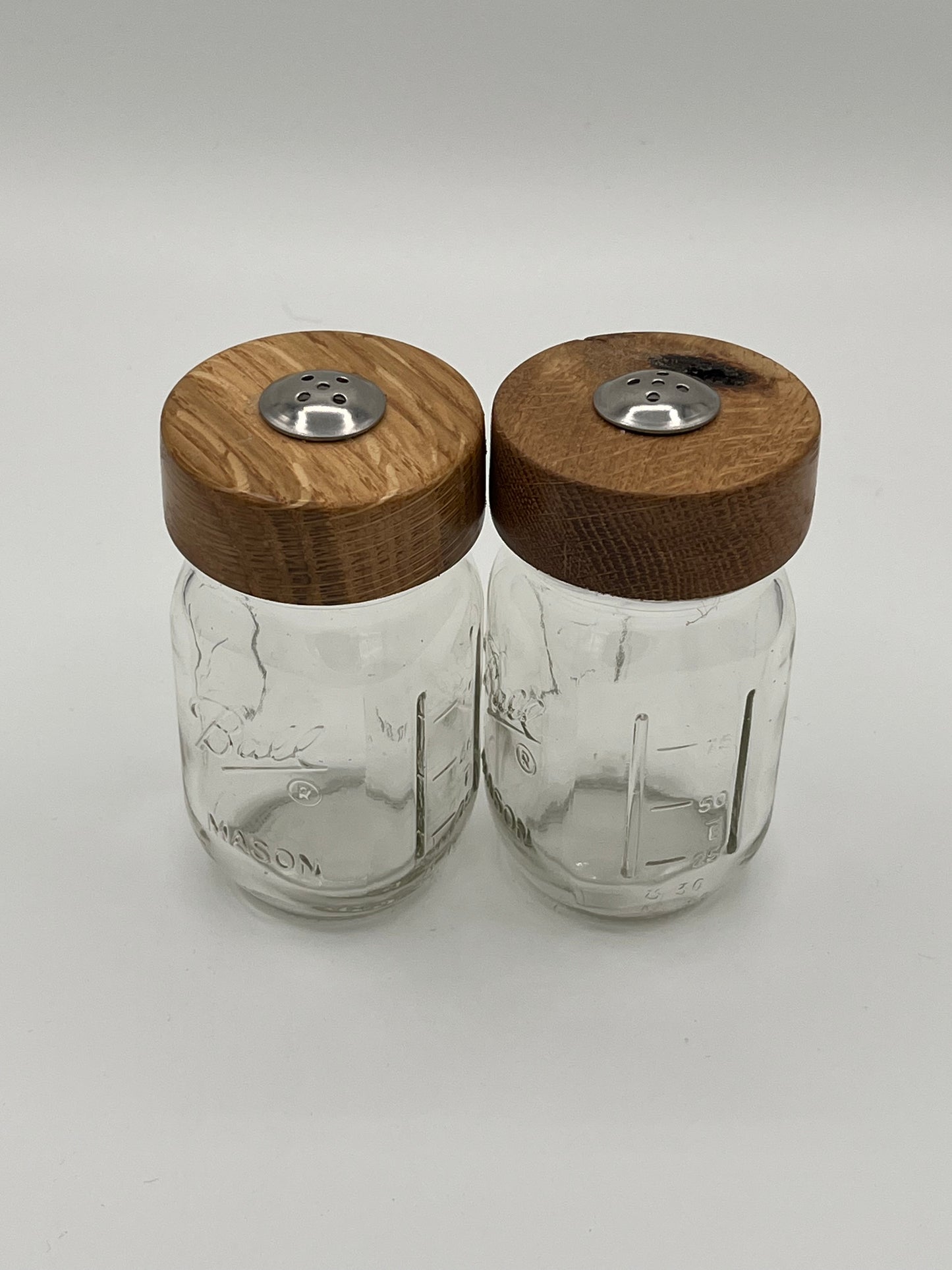 Wooden Top Mason Jar Salt and Pepper Shackers