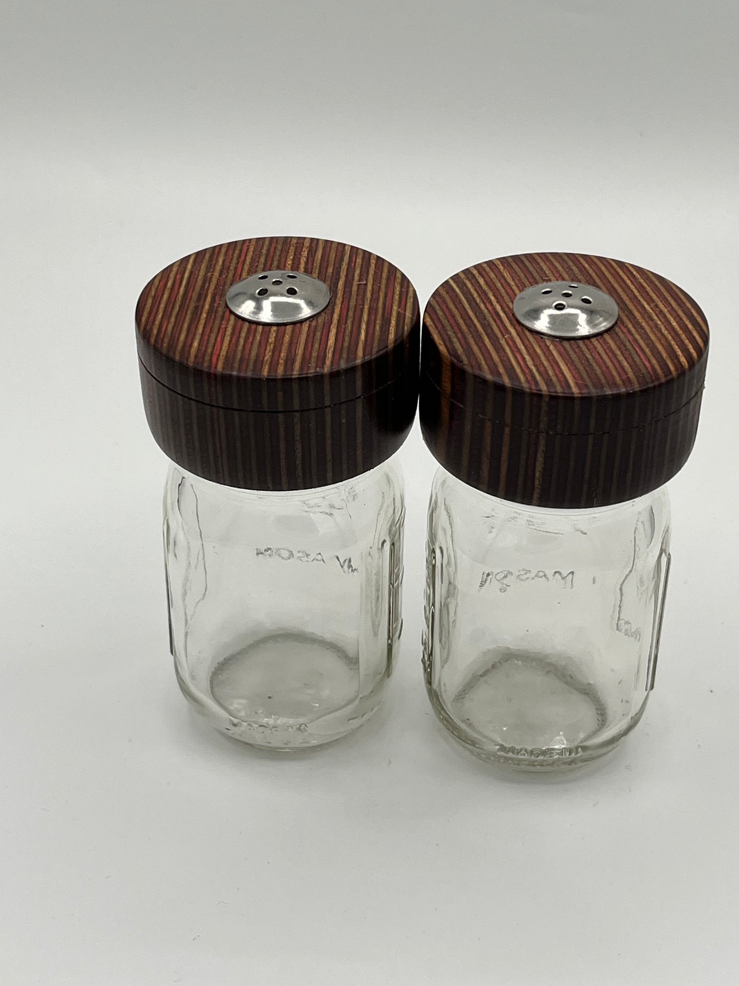Wooden Top Mason Jar Salt and Pepper Shakers