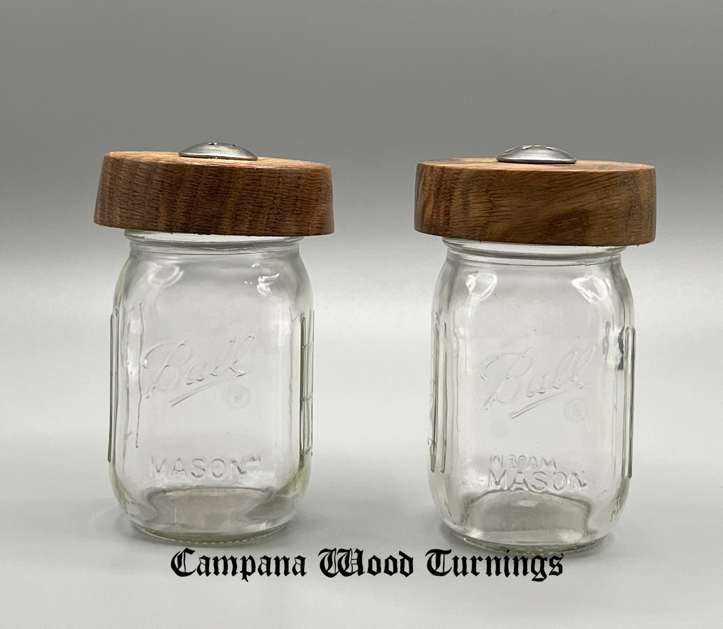 Wooden Top Mason Jar Salt and Pepper set