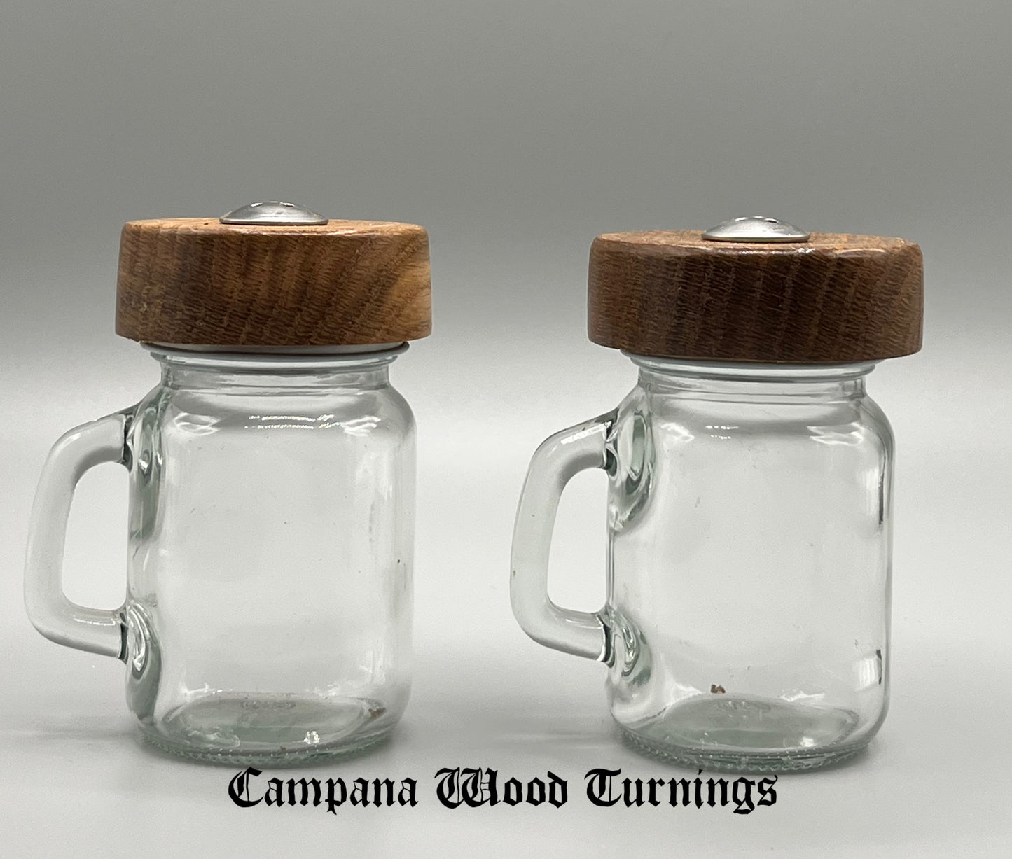 Wooden Top Mason Jar Salt and Pepper Shakers