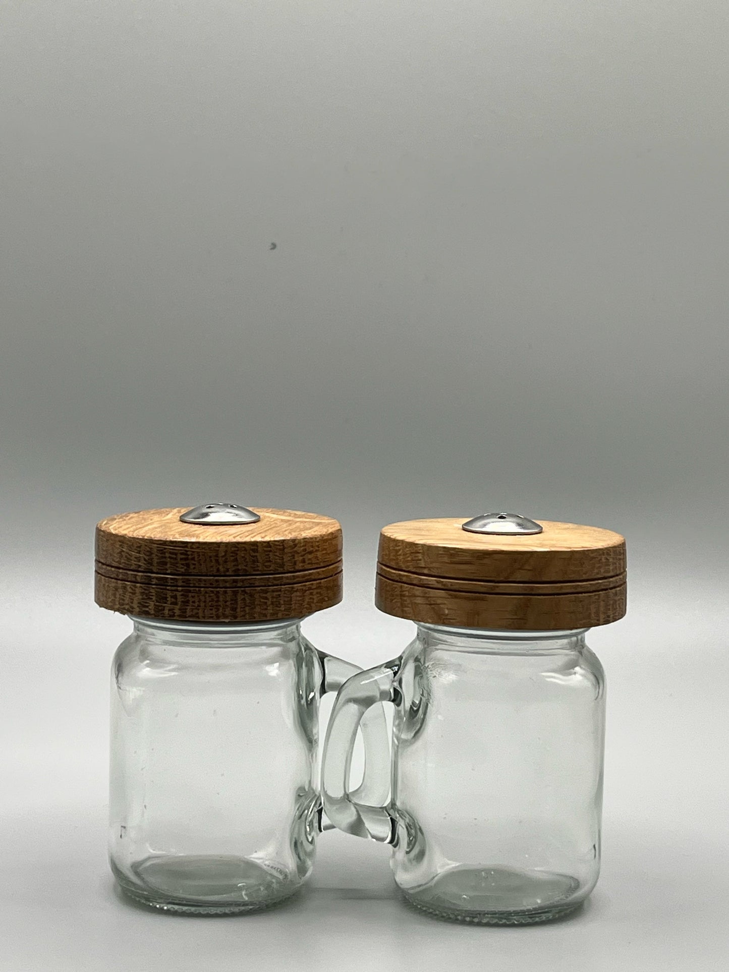 Wooden Top Mason Jar Salt and Pepper Shakers